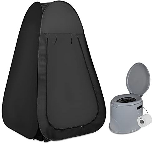 Albert Austin Portable Camping Toilet for Adults 5L Camping Toilet with Instant Pop-Up Privacy Tent Lightweight Toilet with Waste Basket Lid Carry Handles and Roll Holder Easy for Travel
