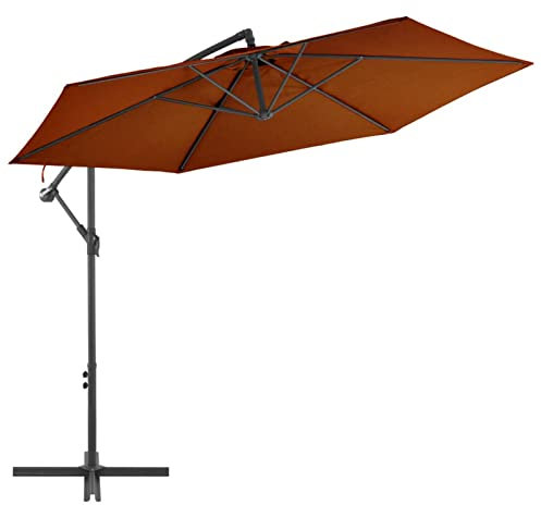 JUNZAI Ampelschirm mit Alu-Mast, Balkon Sonnenschirm, Marktschirm, Garten, Balkon Schirm, Sonnen Schirme, Balkonschirm, Terrakotta-Rot 300 cm