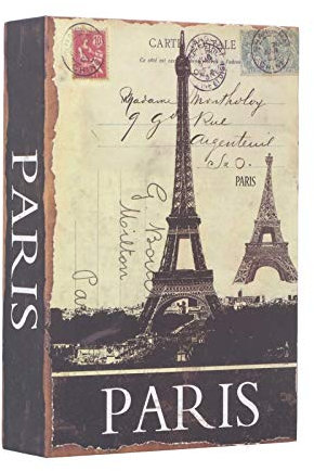 Tissting Coffre-fort de Livre avec 2 Clés, 22 x 15 x 4,5 cm Tour de Paris de Papier Réel Livre Coffre-Fort en Métal avec Serrure à Clé pour l'argent et Les Bijoux