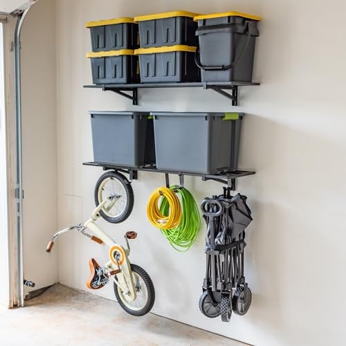 StoreYourBoard Garage Wall Shelves 2 Pack Heavy Duty 30x120cm Holds 200lbs Each Storage Shelves with Hooks for Organization