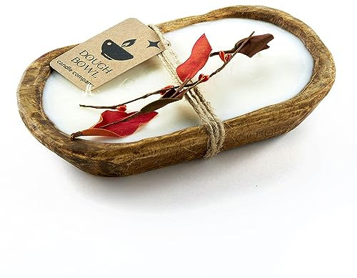 Dough Bowl Candle Company Pumpkin Spice Soja-Kerze – 3 Dochte Kerze ätherisches Öl Wachs schmilzt, rustikale Bauernhaus-Dekoration, Geruchsbeseitiger, 590 ml, natürliche Soja-Kerzen, Geschenke für