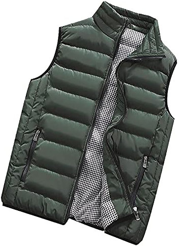 Generisch Weste Herren Outdoor, Warme Mit Reißverschluss Taschen Fahrradweste Schwarze Softshell Outdoor Schwarz Daunen Westen Sommer Kapuze Leichte Ärmellose Jacke Sport (4XL, Army Green)