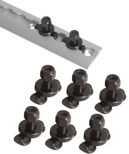 Oldbones L-Track Lot de 6 goujons filetés à double patte avec filetage UNC 3/8-24 – Ancrage d'arrimage pour remorques fermées, camionnettes et avions – M10 x 30 mm, noir (rail non inclus)