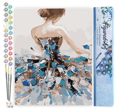 Figured'Art Peinture par Numéro Adulte Danseuse Classique de dos - Activité Manuelle Kit de Loisir Créatif DIY Numéro d'Art Complet - 40x50cm sans châssis en bois