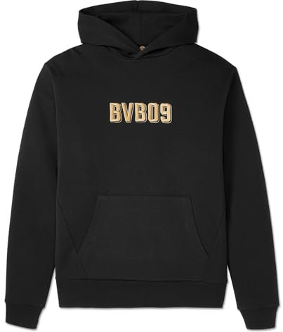 Borussia Dortmund Herren BVB Gold Hoodie: Sportlicher Schwarzer Kapuzenpulli Kapuzenpullover, Schwarz, XL EU