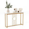 DREAMADE Table Console 120x30x80,5CM avec Plateau en Marbre Artificiel,Table d’Entrée avec Cadre Métallique,Table d'Appoint Multifonctionnelle Modern pour Entrée,Salon,Chambre (Blanc)