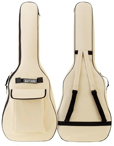 MuzcYM Custodia per chitarra acustica da 104 cm, con doppia tracolla regolabile, custodia per chitarra acustica, impermeabile 5 mm, imbottita in spugna, Beige, Borsa per chitarra acustica