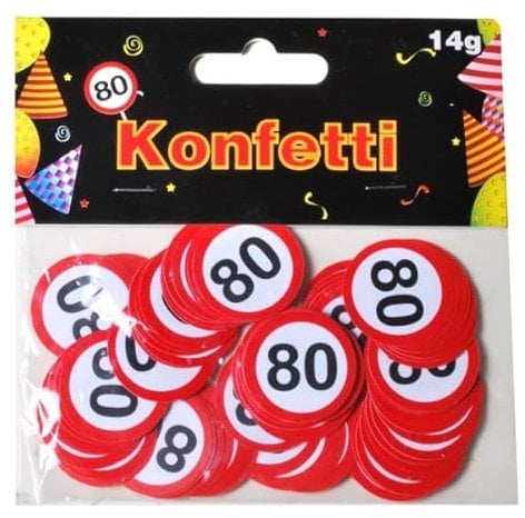 Udo Schmidt '80' Geburtstag Verkehrsschild, Konfetti, Rot, Kunststoff, mittel (medium)
