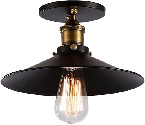 TOHMLAPE Vintage Industrie Stil Hängend Deckenleuchte Retro Deckenlampe Cafe Bar DIY Balkon Veranda Esszimmer Küche Lampe leuchte 26cm,Schwarz