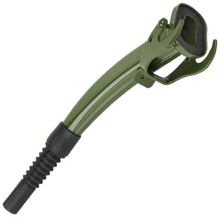 Steel Spout with Rubber Spout - Green Rigid Metal Design, Designed for Jerry Cans, 21cm Large Heavy Duty Metal Spout