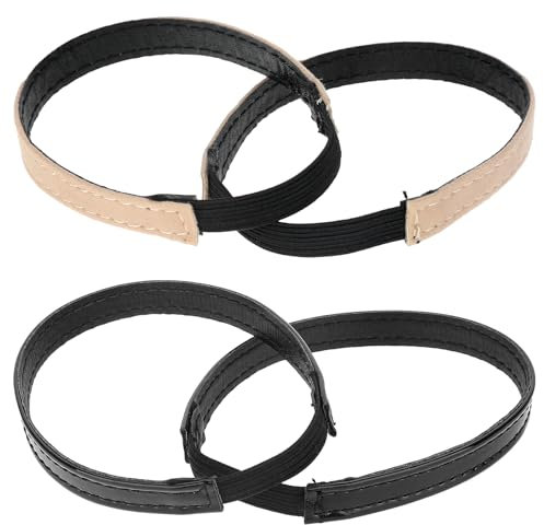 Thinp 2 Pairs Replacement Ankle Straps for Heels Shoe Strap Elastic Heel Straps Detachable Ankle Strap Extender for Wide Ankles PU Leather Heel Straps for High Heels Anti-Loose Shoelace(Black,Beige)
