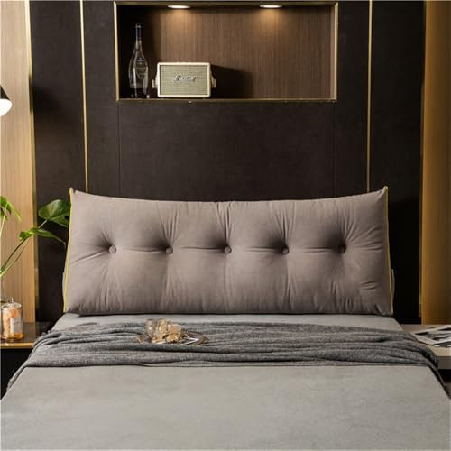 HUMAJORY Keilkissen, Kopfteil, Dreieckiges Ruhekissen, Lesekissen, Großes Stützkissen mit Tasche for Bett, Sofa, Tatami, Waschbares Tagesbett, Dreieckiges Nackenrollenkissen(Grey,60x50x20cm)