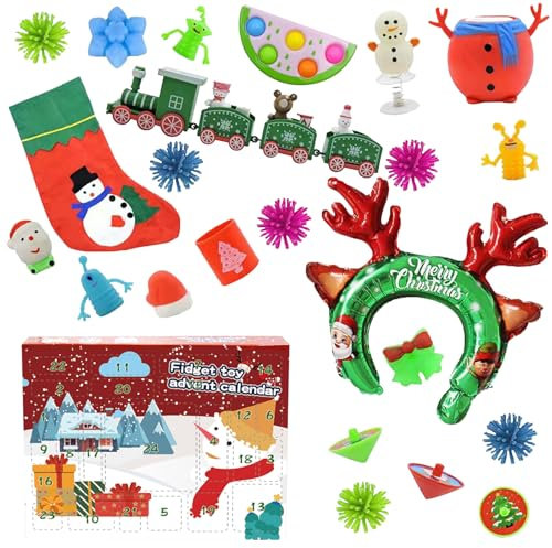 Fidget Toys Adventskalender 2024, 24 Tage Weihnacht, Weihnachts Countdown Kreatives, Countdown Kalenderspielzeug, 24 Pcs Kleine Spielzeuge und Verzierungen, Adventskalender Toy Überraschtes für Kinder