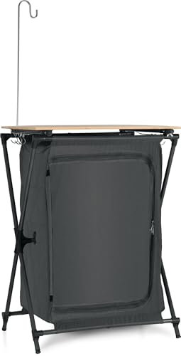Stagecaptain Armario de Camping CSB-85: Cocina Plegable con encimera de bambú y Estructura de Aluminio. Ideal para Camping, caravanas, jardín y hogar. Incluye Bolsa de Transporte.