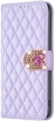 BLOTECH Tasche für Huawei MTAE 60 Diamond Stitch Ledertasche Wallet Case, PU-Leder, Handyhülle Bumper 3 Kartenschlitze, Geldbörse, Handgelenkband, schützendes Flip Wallet Case,Lila