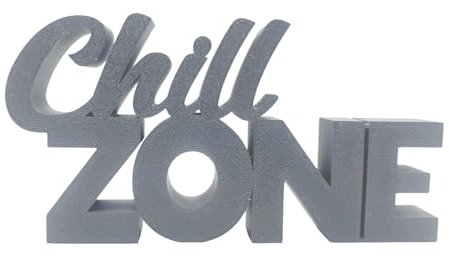 Chill Zone Schild - Chillzone Aufsteller - Gaming Deko Schild Deko Wohnzimmer Kinderzimmer Dekoration Relax Schild Gaming Zimmer Schriftzug (Grau, S)