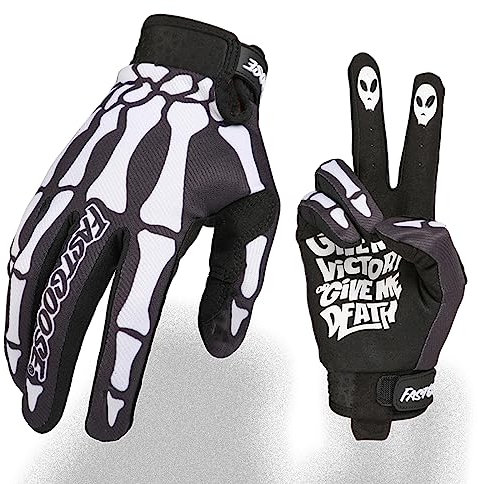 Fast passion Skeleton-Paw Motorradhandschuhe für Damen und Herren, Fahrradhandschuh, atmungsaktiv, Dirtbike-Handschuh für ATV, MTB, Motocross-Rennen, 1 Schwarz/Weiß, Größe XL