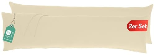 Livessa Seitenschläferkissen Bezug 40 x 145 (2er Set) - Verdeckter Reißverschluss an der Langen Seite,%100 Baumwolle Jersey Stoff, Oeko-Tex Zertifiziert, Ultra weich und atmungsaktiv