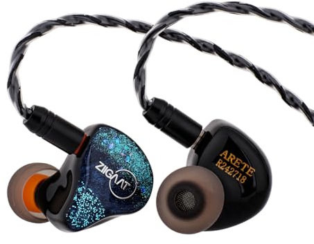 Linsoul ZiiGaat X Fresh Reviews Arete Monitor Intrauditivo,1DD+4BB Auricular Híbrido IEM,Auriculares con Cable para Juegos,para Monitor De Estudio,con Cable Desmontable para Músico Audiófilo (Azul)