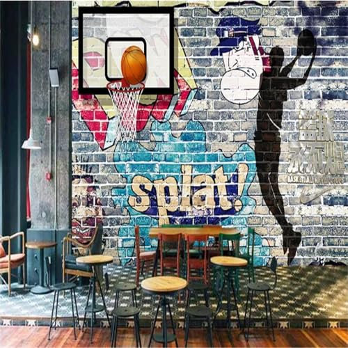 WEIMEIJIE Love Basketball Never extinguishes Graffiti Brick Wall Basketball Sports Theme Wallpaper Living Room Bedroom Basketball Hall Wallpaper