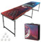 VEVOR tragbarer Beer Pong Tisch (240 x 60 x 52/70 cm), Beerpong Tisch mit Tragegriffen & 6 Pong-Bällen & LED-Beleuchtung, hoheneinstellbarer Heckklappentisch für Büro Reisen Camping