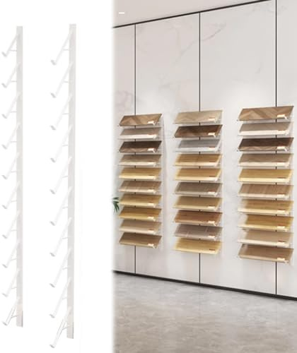 YHKJLYH Espositore per Piastrelle in Ceramica Artistica in Ferro a 10 Ripiani, Porta Campioni in Legno da Parete per Sale espositive, espositore per Campioni di Piastrelle di Grande capacità (Bianco