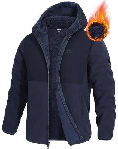 Pioneer Camp Herren Winterjacke mit Sherpa-Fleece und Kapuze | 100% Polyester, Anti-Pilling, Sherpa-Futter, 4 Taschen, Kordelzug-Kapuze, elastische Bündchen, waschbar, Outdoor.
