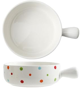 Europäischer Stil Haushalt einfache und individuelle kreative Polka Dot Unterglasur Runde Griff Backschale - Weiß - gewöhnliche Verpackung (Werbeförderung)