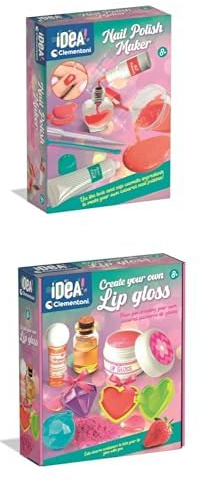 Bundle of Clementoni IDEA Nail Polish Maker, Polush Maker Kit for Girls 8+ Years, 75117 + Clementoni IDEA Create Your Own Lip Balm, Lip Balm Maker for Girls 8+ Years, 75118