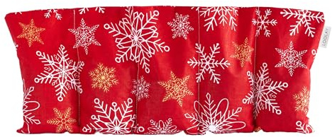 LOOLAY Kirschkernkissen Mikrowelle 50x20 cm – Wärmekissen Bio Baumwolle – Kirschkern Kissen mit 5 Kammern – Ideal bei Muskelverspannungen und Menstruationsbeschwerden (schneeflocke rot)