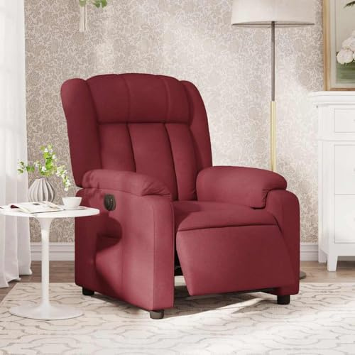 Teenpull Relaxsessel Elektrisch Weinrot Stoff, Verstellbare Lehne, Weiche Polsterung, Max. 110 kg, für Wohnzimmer, Schlafzimmer, Leseecke