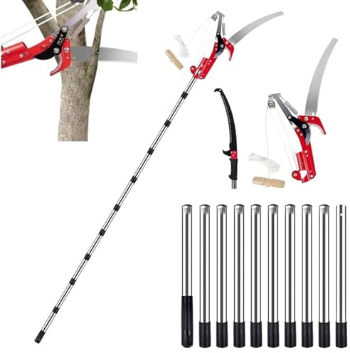 Manual Pole Saw, Telescopic Tree Pruner, Lightweight Stainless Steel Branch Cutters for Yard and Garden Maintenance