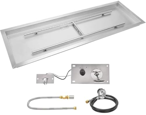 Kit braciere a gas, rettangolare, con accessori completi, uscita 150.000 BTU per patio esterno e cortile