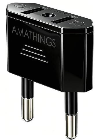 AMATHINGS 1 Stück US to EU Adapter, 2 Pin Reisestecker auf EU, 1 Stück Deutschland Europ Amerika Mexiko Kanada Ägypten Spanien Stecker in Schwarz BX-2018
