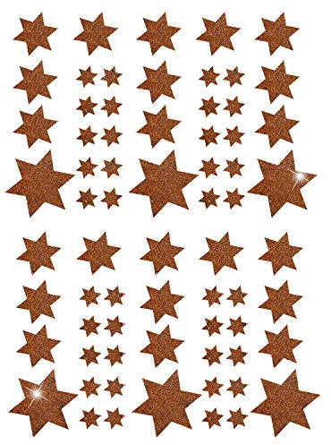 Oblique Unique Weihnachts Sterne Sticker Braun – 68 Glitzer Aufkleber in Sternform – Selbstklebende Deko Sterne für Weihnachten, Basteln und Geschenkverpackungen