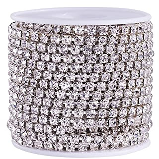 PandaHall Cadena de diamantes de imitación de cristal de 4 mm SS18 con base de plata para hacer joyas
