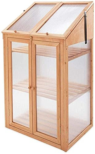 Abaseen Garden Wooden Greenhouse Cold frame, Transparent Two Sizes Brown, 120x69x49 cm - 100x65x40cm With Polycarbonate Semi Transparent Glazing (120x69x49cm)