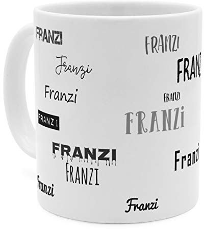 printplanet Tasse mit Namen Franzi - Motiv Schriftarten Sammlung - Namenstasse, Kaffeebecher, Mug, Becher, Kaffeetasse - Farbe Weiß