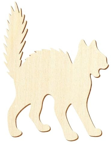 Gatto strega in legno che pigra - Decorazione tagliata su misura 3-50 cm, dimensioni: 24 cm, confezione da 100 pezzi
