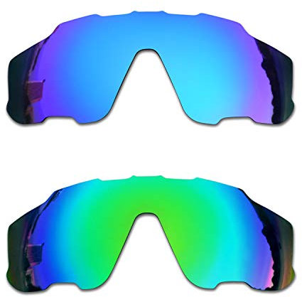 SOODASE Para Oakley Jawbreaker Gafas de sol Azul/Verde 2 Pares Lentes de repuesto polarizadas