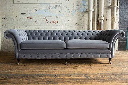 jvmoebel XXL Sofa 4 Sitzer Couch Chesterfield Polster Sitz Garnitur Leder Textil Graue