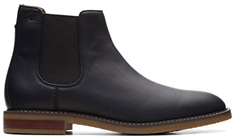 Clarks Jaxen, Stivali Chelsea Uomo, Nero (Black Skin), 45 EU