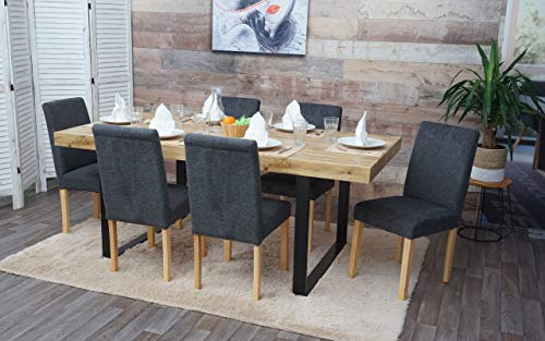 Mendler 6er-Set Esszimmerstuhl Stuhl Küchenstuhl Littau - Textil, anthrazitgrau, helle Beine