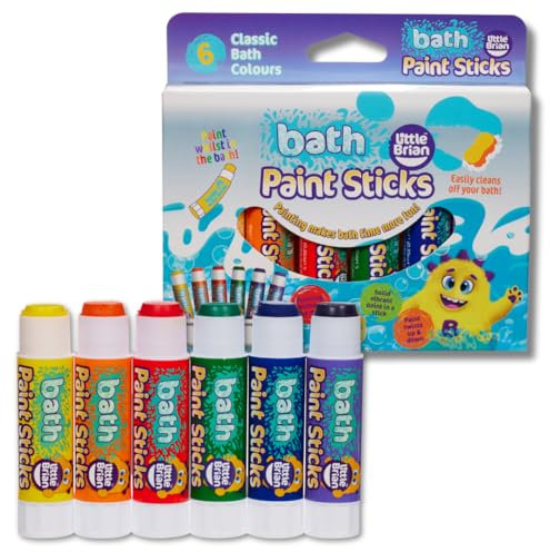 Little Brian Paint Sticks - Bath Paint Sticks, 6 Pack Paint Sticks, Bath Crayons, Kids Paint Pens Twist Up & Down, Mess-Free Painting, Easy-to-Use Paint Sticks, Easy Clean Up