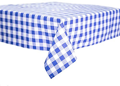 texpot Landhaus Tischdecke 100 x 100 cm Blau-weiß Kariert aus 100% Baumwolle im 20 mm Karo Bauernkaro