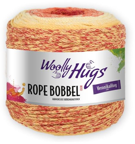 PRO LANA Woolly Hugs Rope Bobbel 250g 109 - rot/gelb