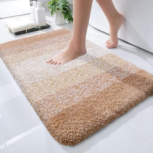 OLANLY Bathroom Mat 24 x 16 Extra Soft Absorbent Microfiber Bath Mat - Rubber Backing - Quick Dry - Machine Washable - for Bathroom, Bathtub, Shower Floors
