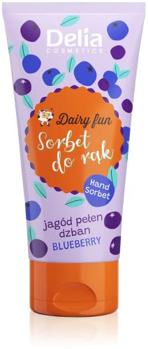 Delia Cosmetics - Dairy Fun - Sorbet für die Hände - Blaubeere - Spendet Feuchtigkeit, Pflegt, Strafft, Regeneriert - Intensiver Duft - Duftende und Glatte Haut - Natürliche Extrakte - 50g