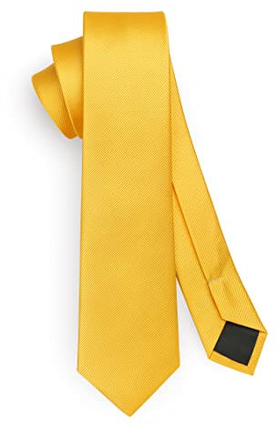 HISDERN Herren Krawatte Gelb Schmale Einfarbig Seide Krawatten für Herren Klassische Formelle Elegante Schlipse Hochzeit Party Business Krawatte 6cm