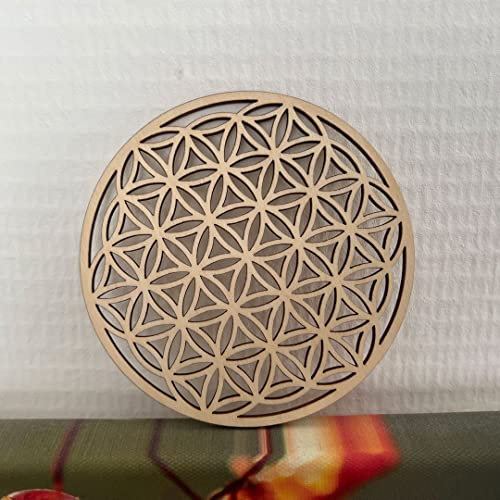 FLOR DE LA VIDA - Arte de pared de madera de la geometría sagrada, decoración espiritual para yoga, meditación, inauguración de la casa, boda, tabla de la cuadrícula de chakras